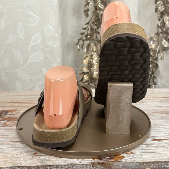 Cushionaire Libby Taupe Braided Slip-On Sandals Women’s 8M Suede Footbed Comfort - Picture 4 of 17